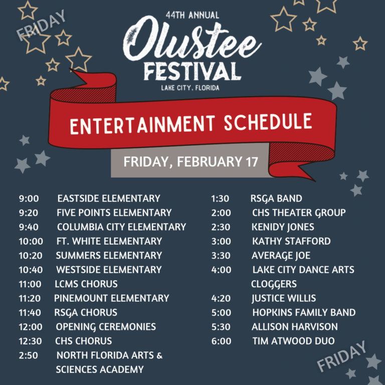 Entertainment Schedule Olustee Festival